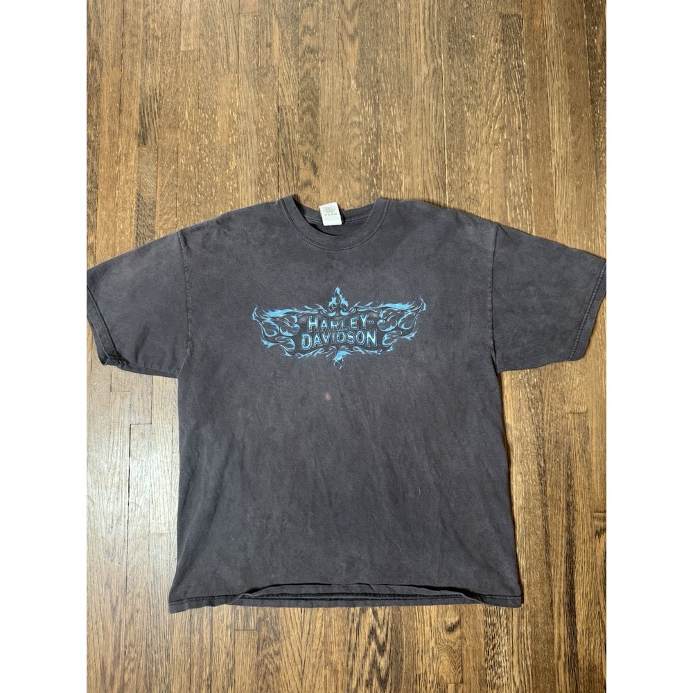 Vintage Harley Davidson T-Shirt XL Tulsa Oklahoma Myers-Duren Blue Flame USA